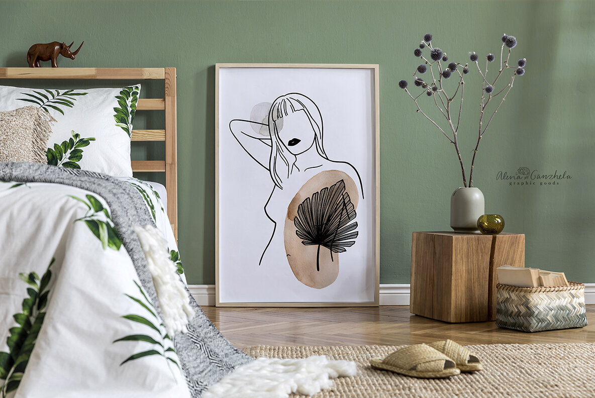 Nature of Feminine Female celestial florals line art 2