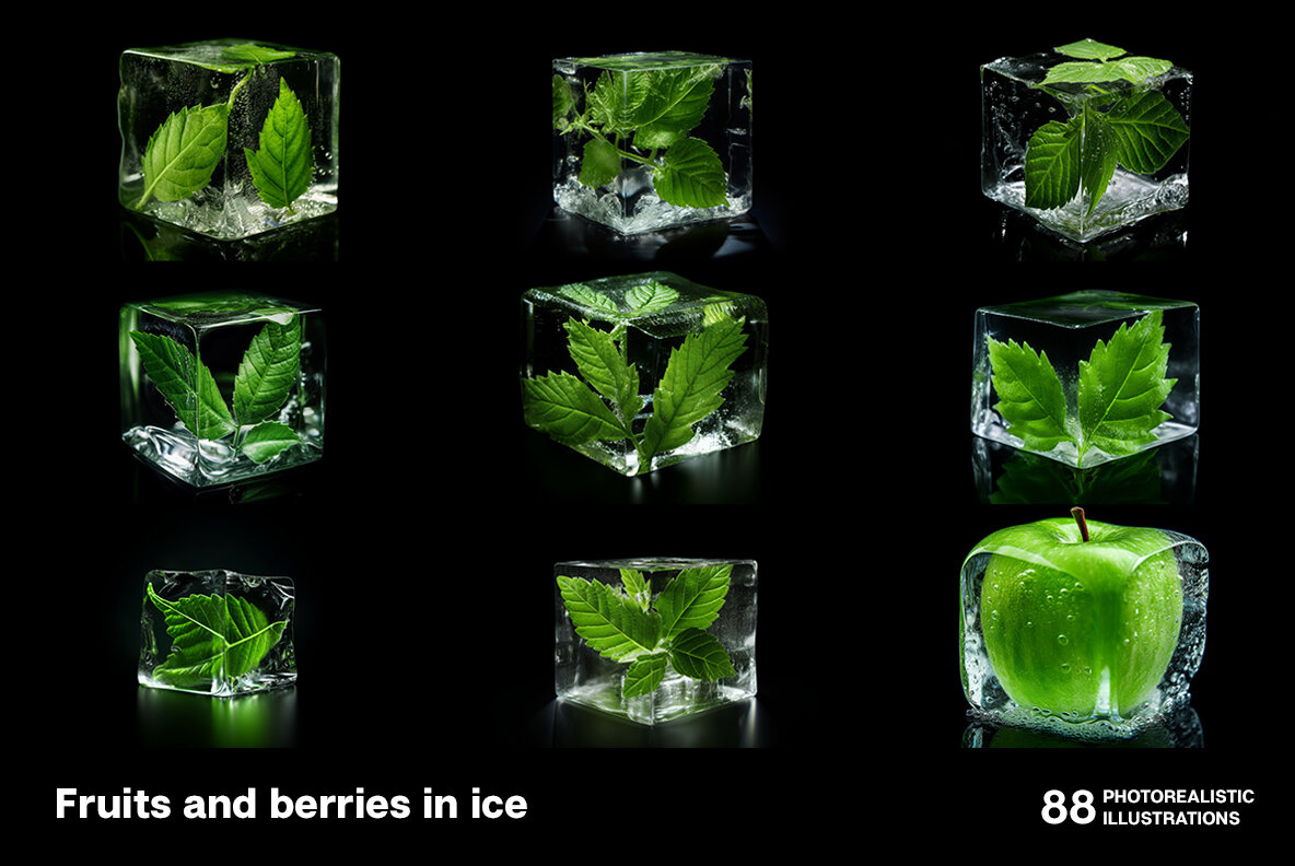 Fruits and berries in ice 5