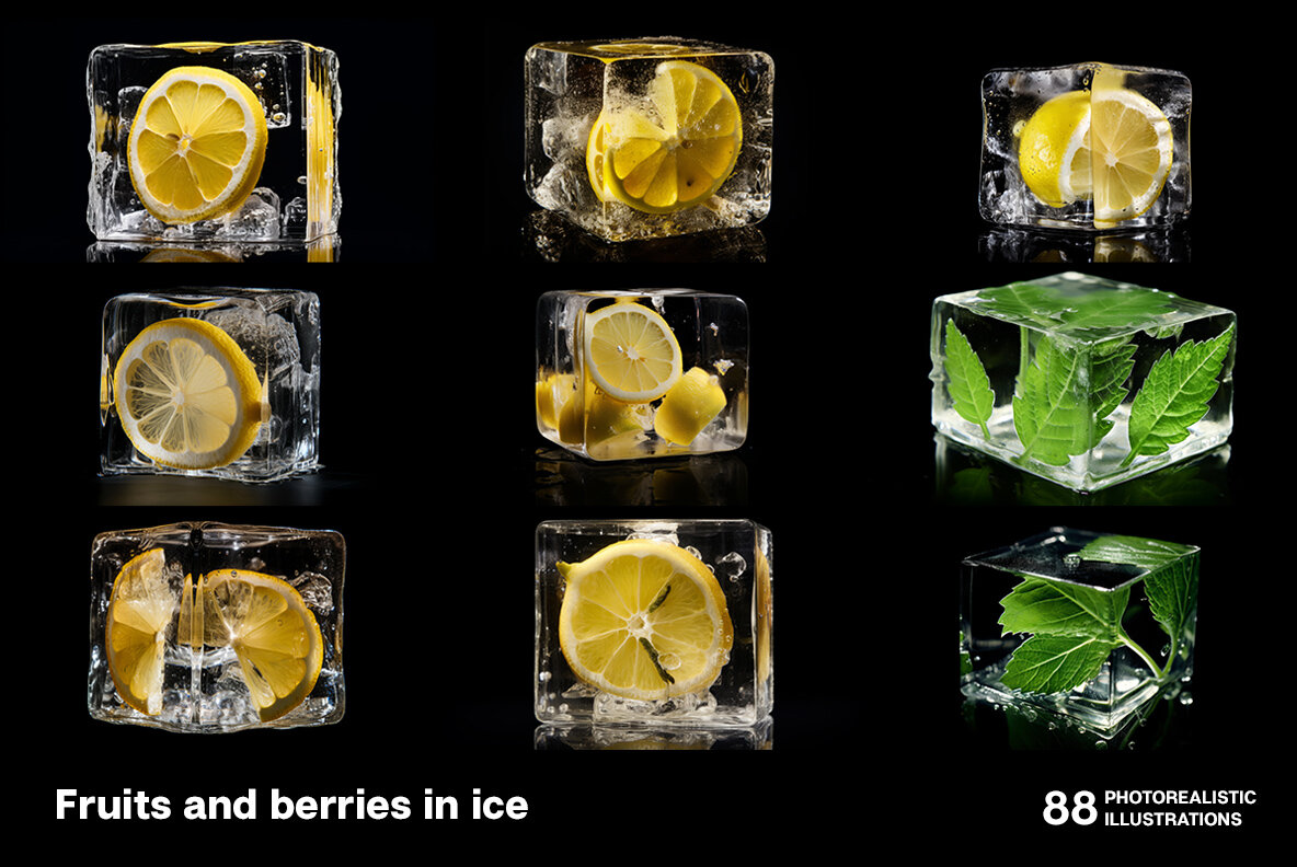 Fruits and berries in ice 6