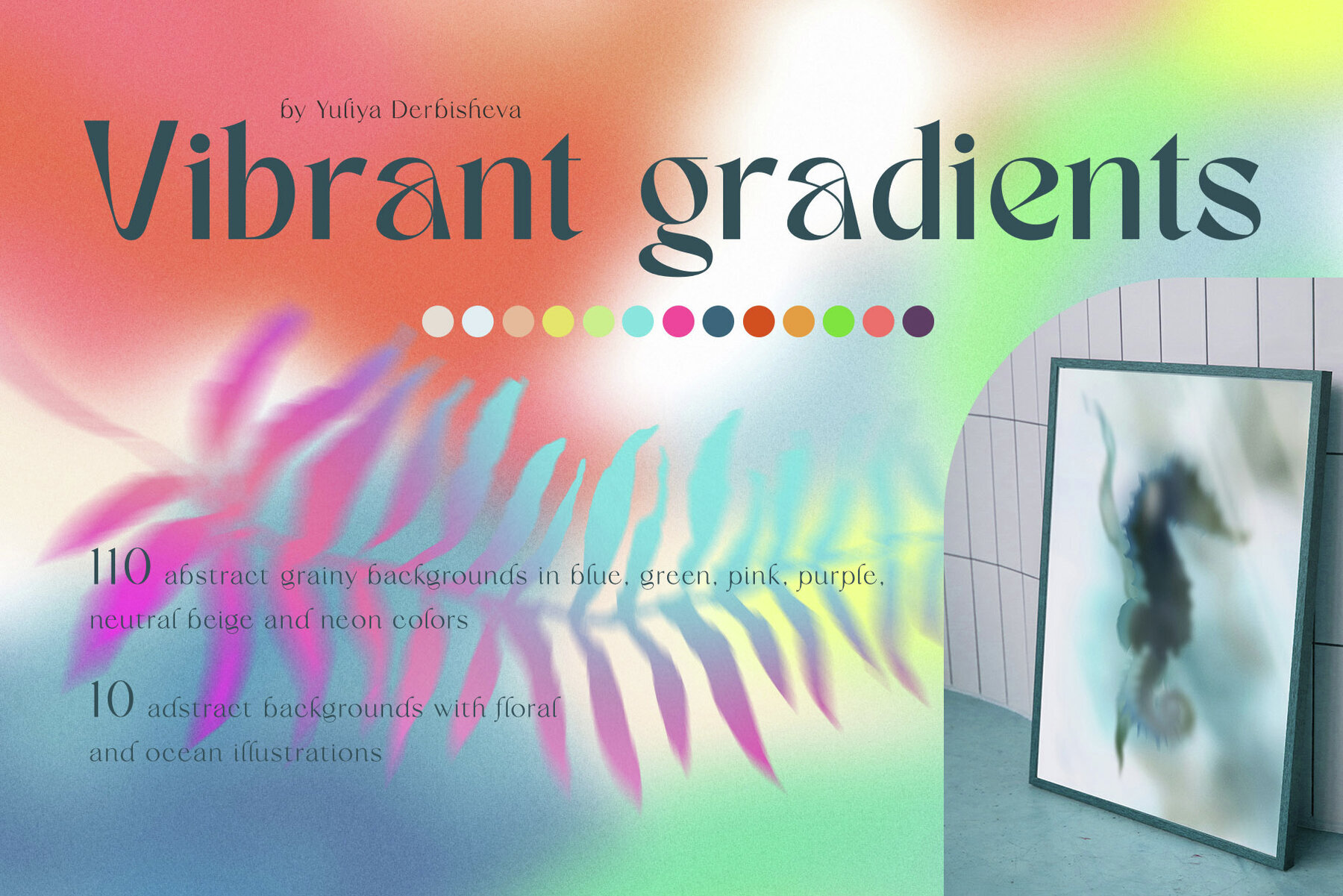 Grainy Vibrant Gradients Backgrounds Floral Texture 1
