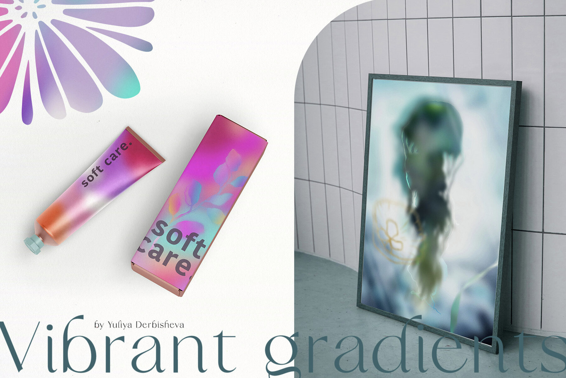 Grainy Vibrant Gradients Backgrounds Floral Texture 3