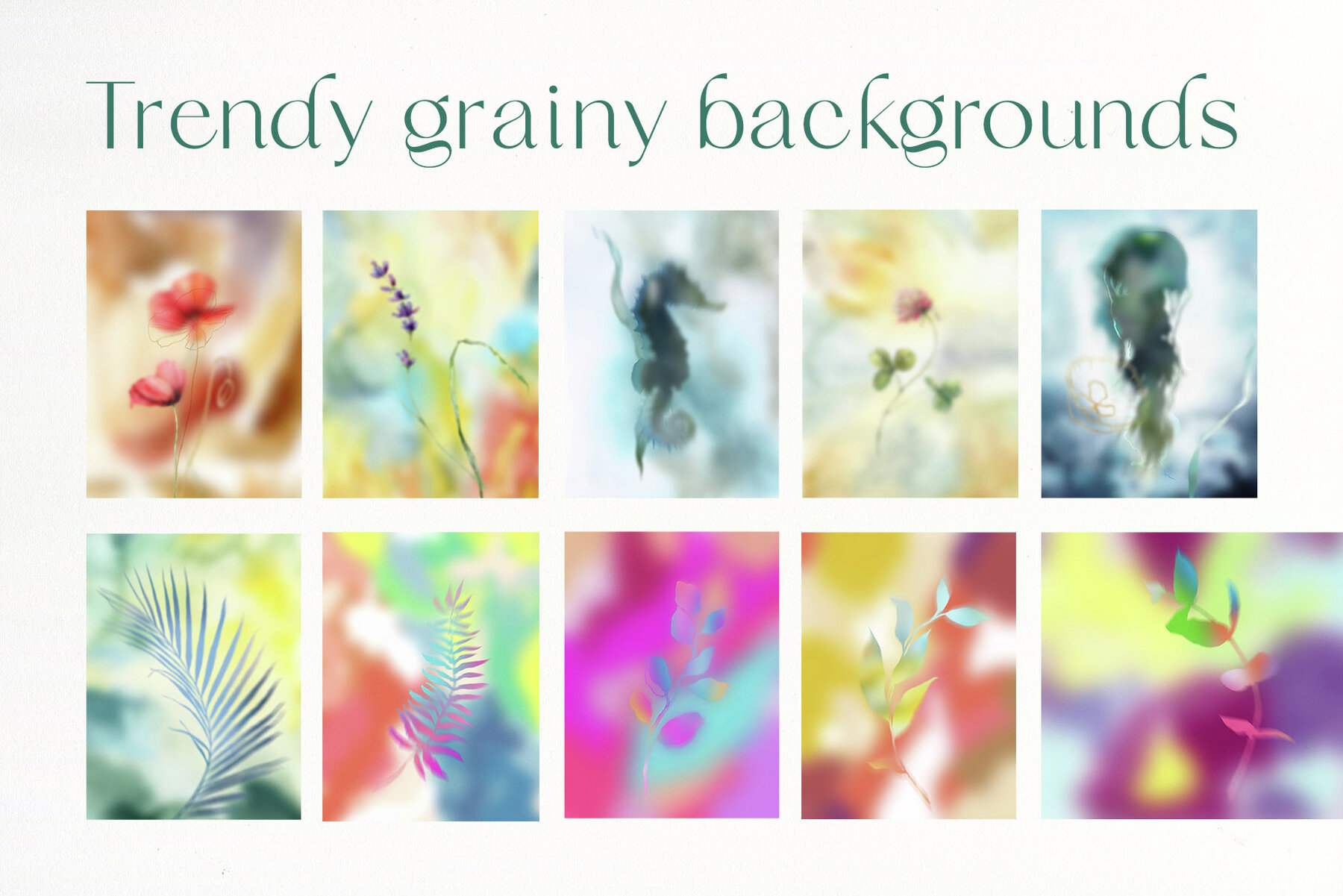 Grainy Vibrant Gradients Backgrounds Floral Texture 5