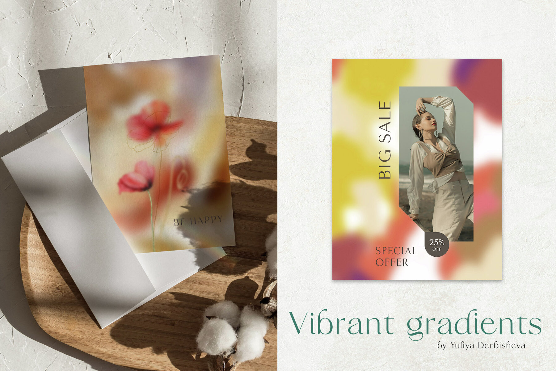 Grainy Vibrant Gradients Backgrounds Floral Texture 10