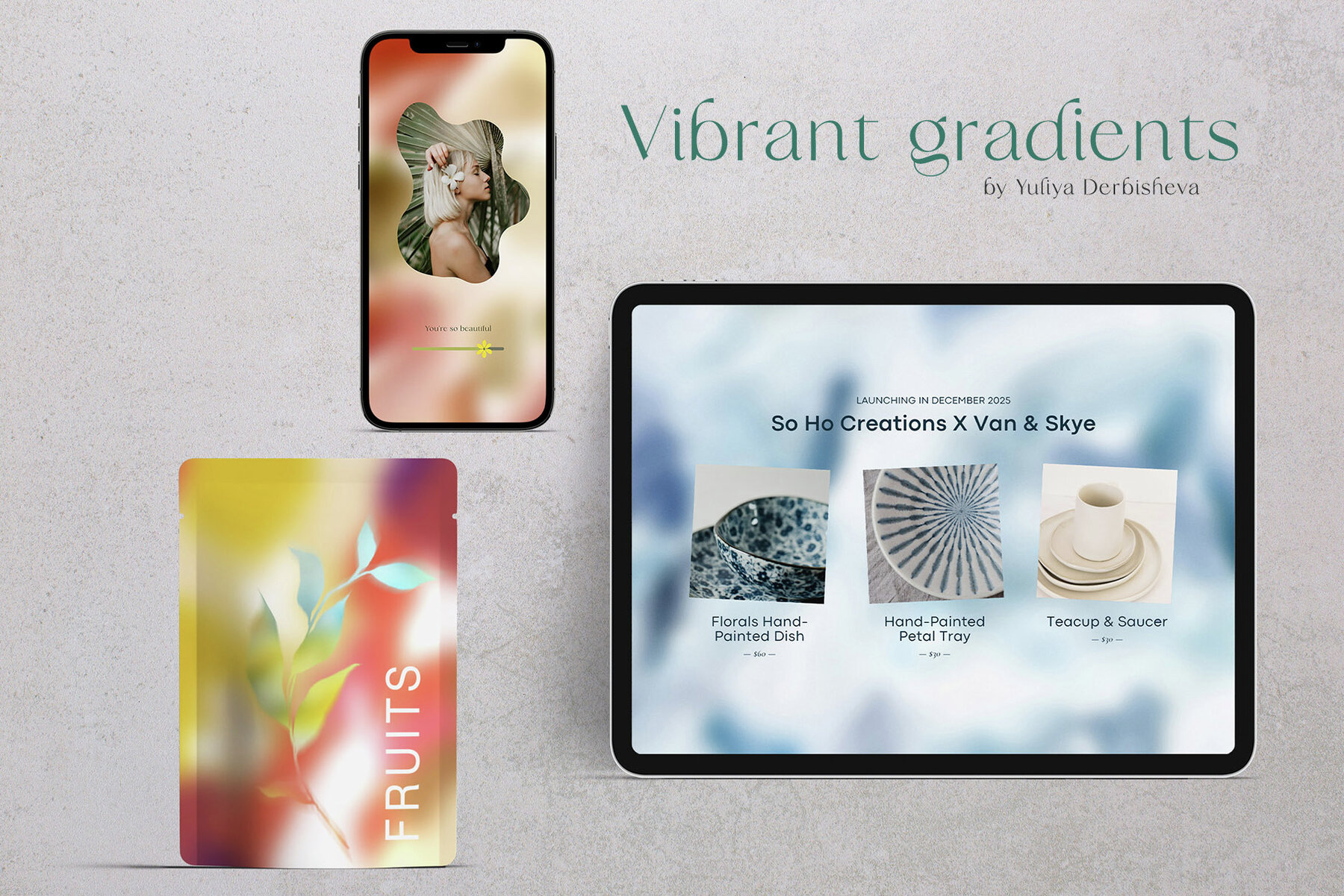 Grainy Vibrant Gradients Backgrounds Floral Texture 13