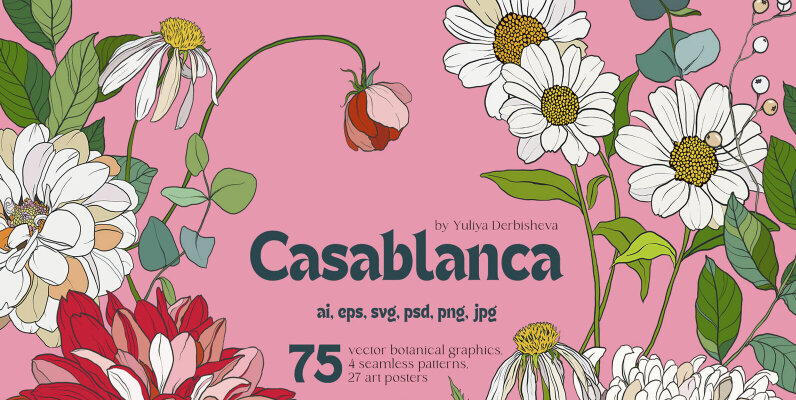 Casablanca Floral Modern Vector Flowers