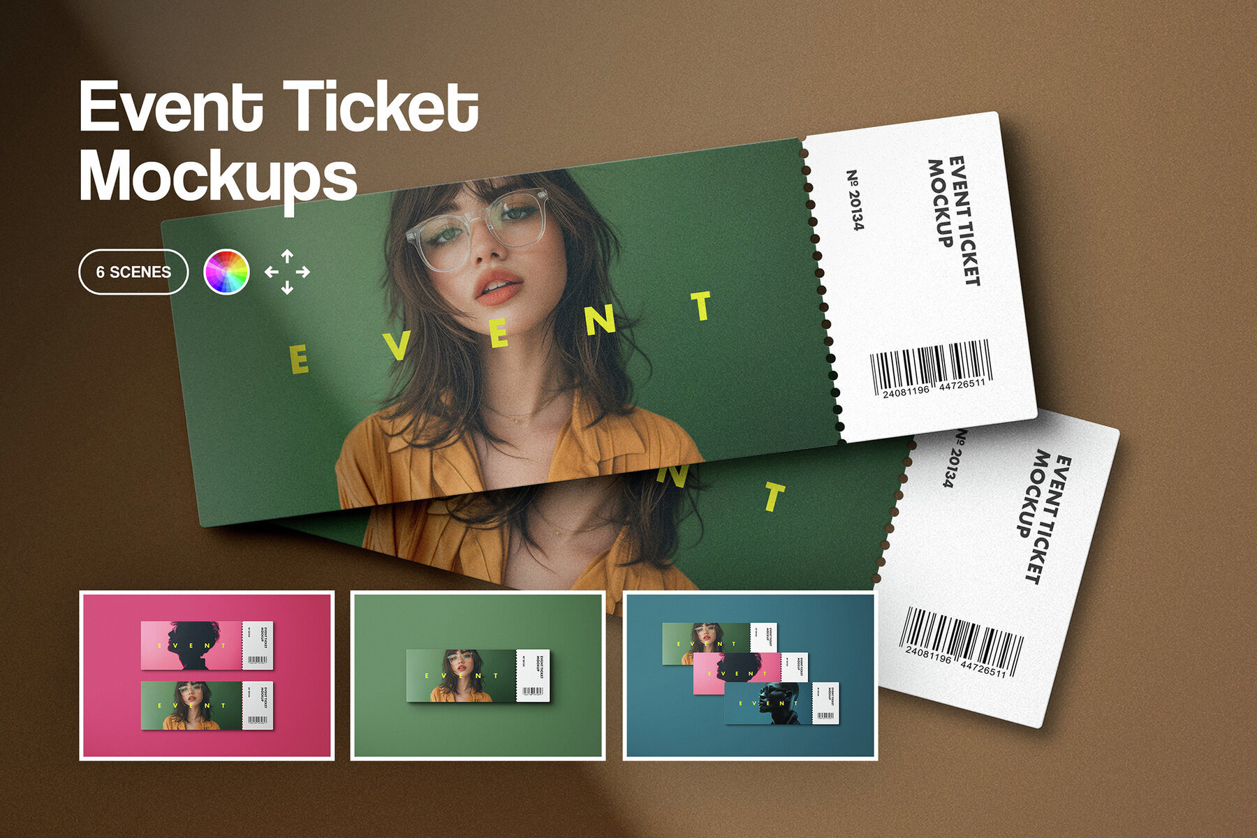 Event Ticket Mockups with Shadow Overlays 1