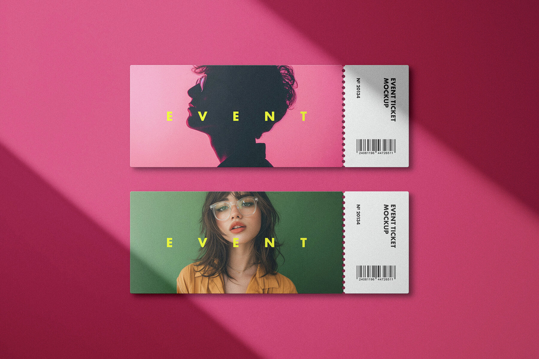 Event Ticket Mockups with Shadow Overlays 2
