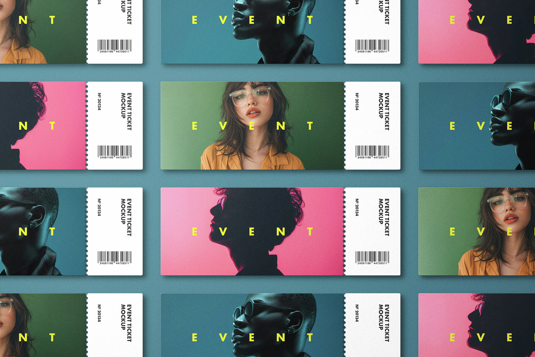 Event Ticket Mockups with Shadow Overlays 3