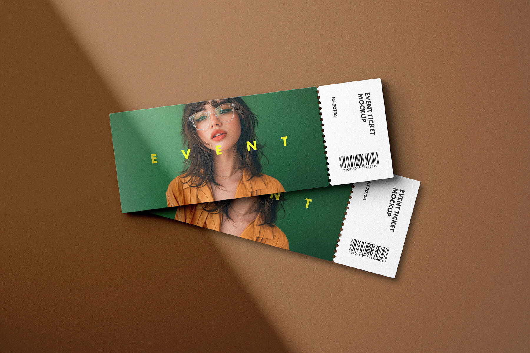 Event Ticket Mockups with Shadow Overlays 8