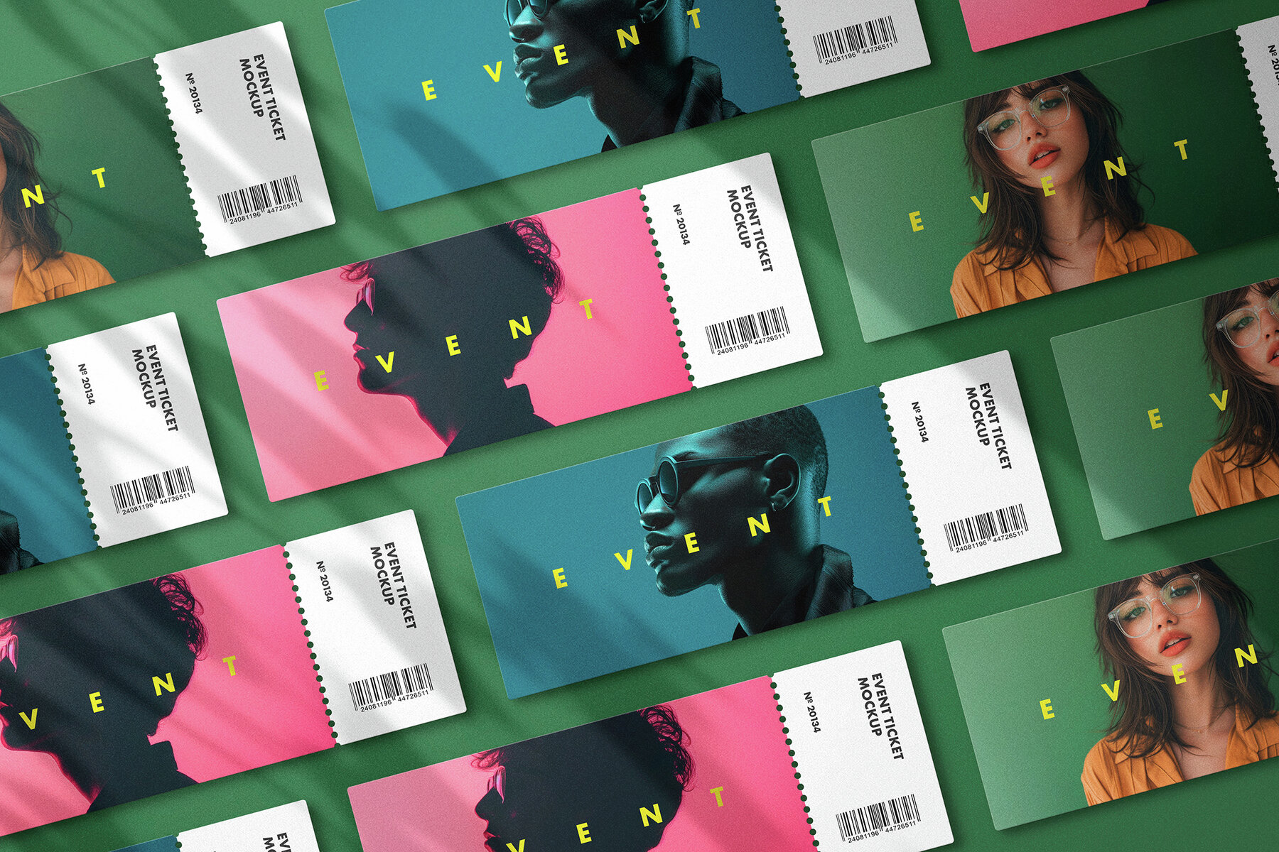 Event Ticket Mockups with Shadow Overlays 9