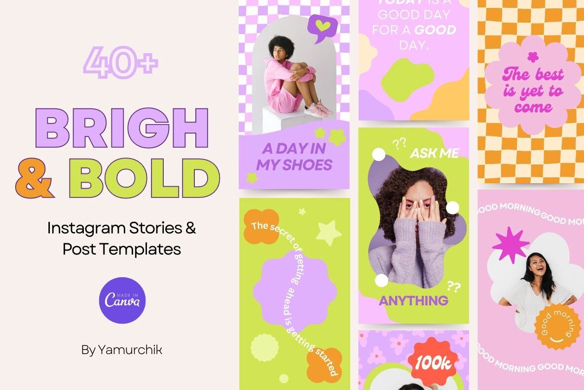 Bright   Bold Instagram Canva Templates 1
