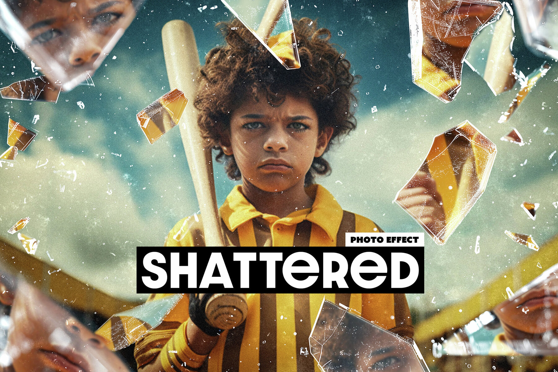 Shattered Glass Pieces Photo Effect 1