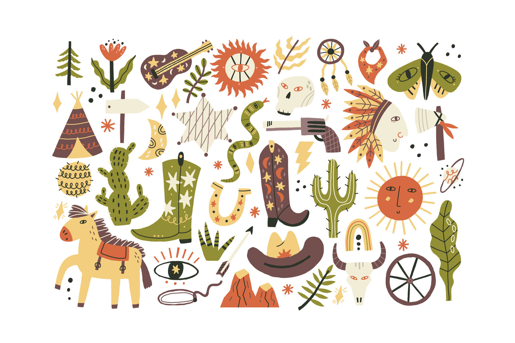 Wild West vector set 2