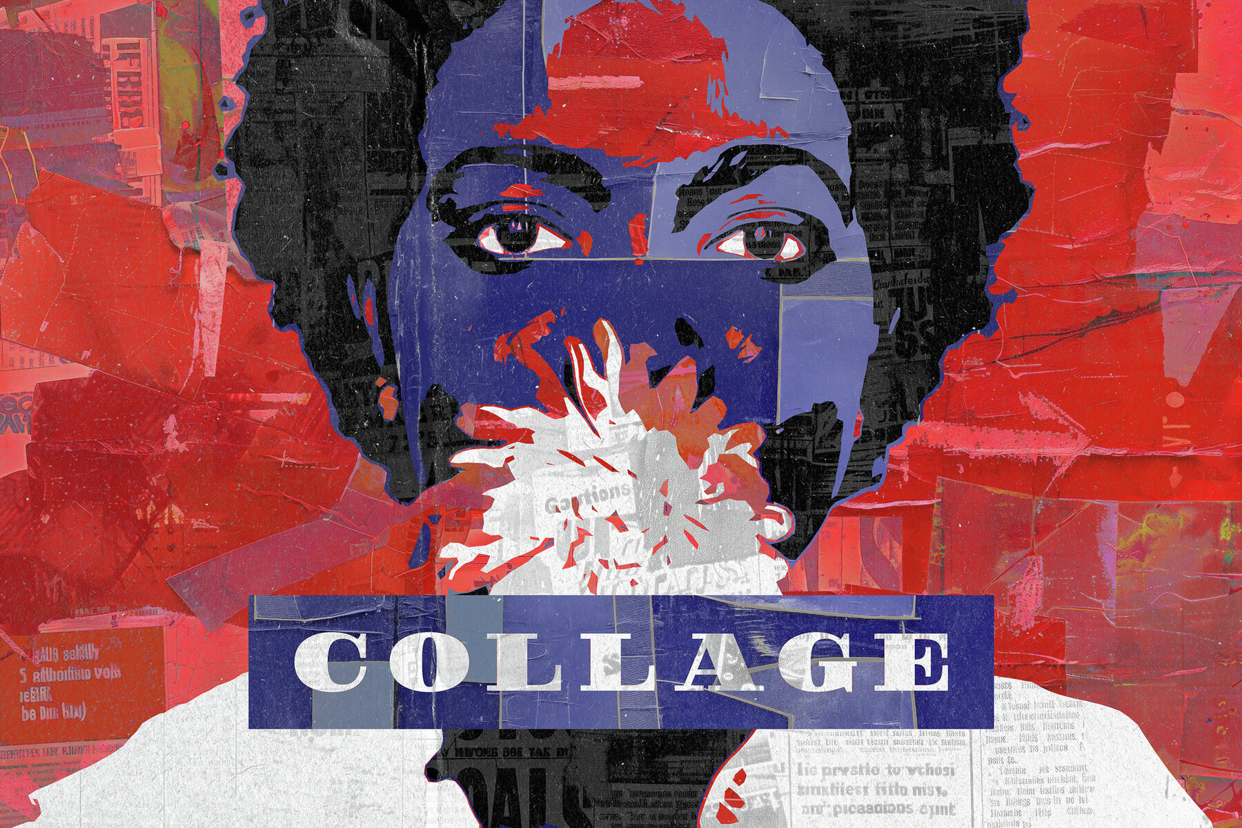 Painted Newspaper Collage Photo Effect 1