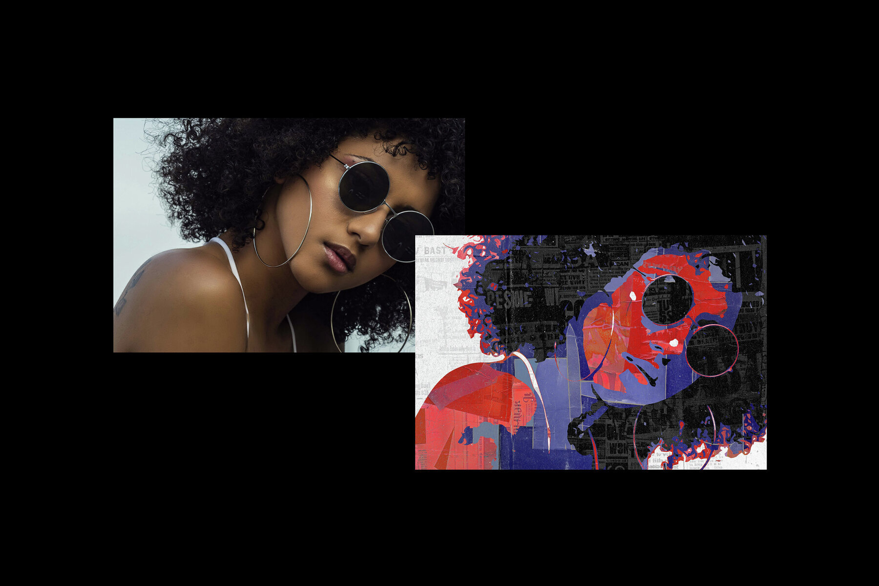 Painted Newspaper Collage Photo Effect 2