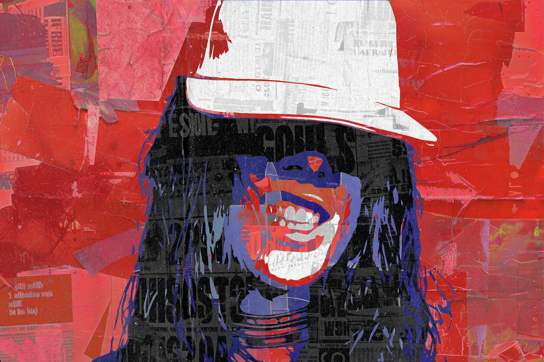 Painted Newspaper Collage Photo Effect 3