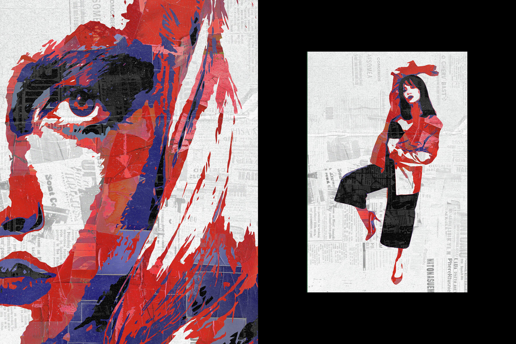 Painted Newspaper Collage Photo Effect 4