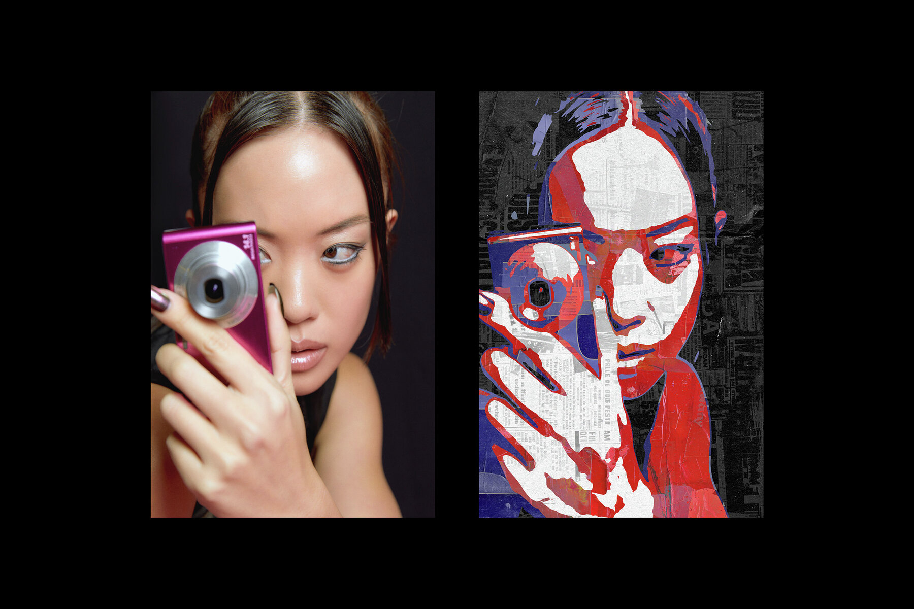 Painted Newspaper Collage Photo Effect 6