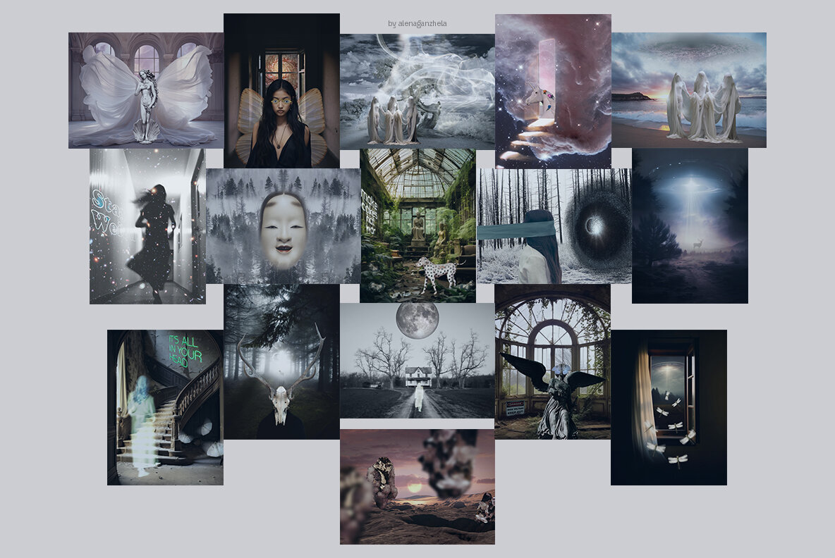 Dreamweirds mixed media collage set 4