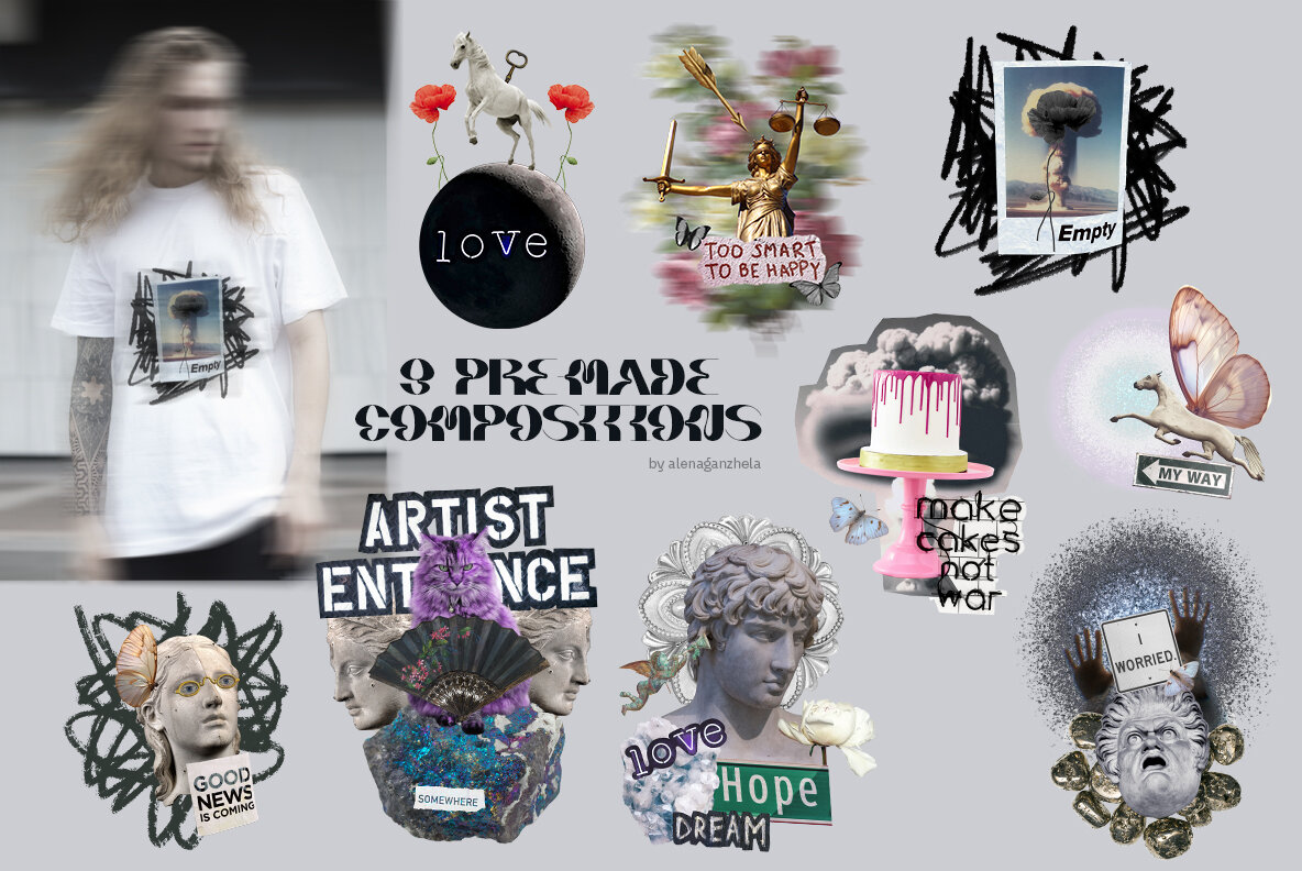 Dreamweirds mixed media collage set 5