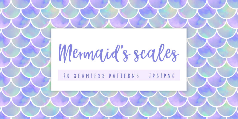 Mermaids scales seamless patterns