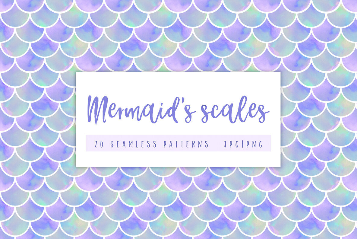 Mermaids scales seamless patterns 1