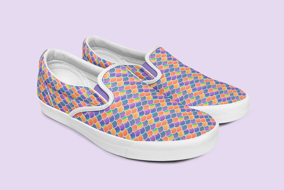 Mermaids scales seamless patterns 5