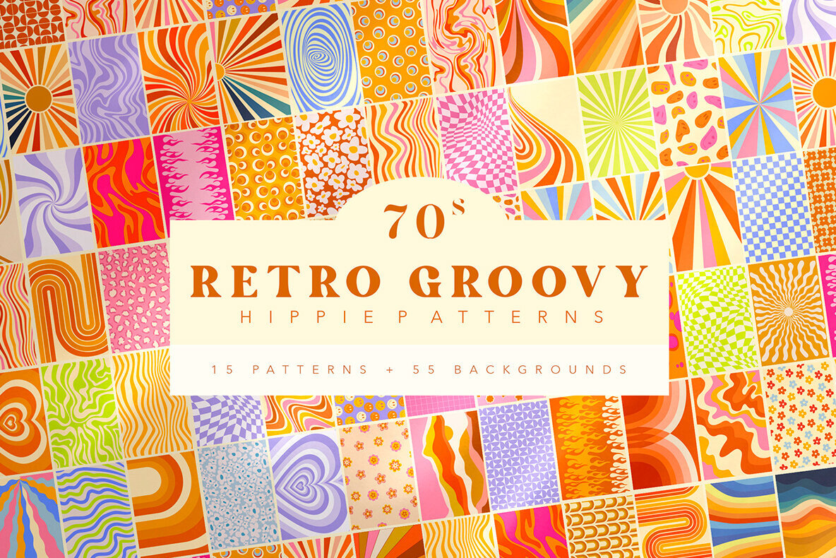 Retro Groovy Hippie Patterns 1