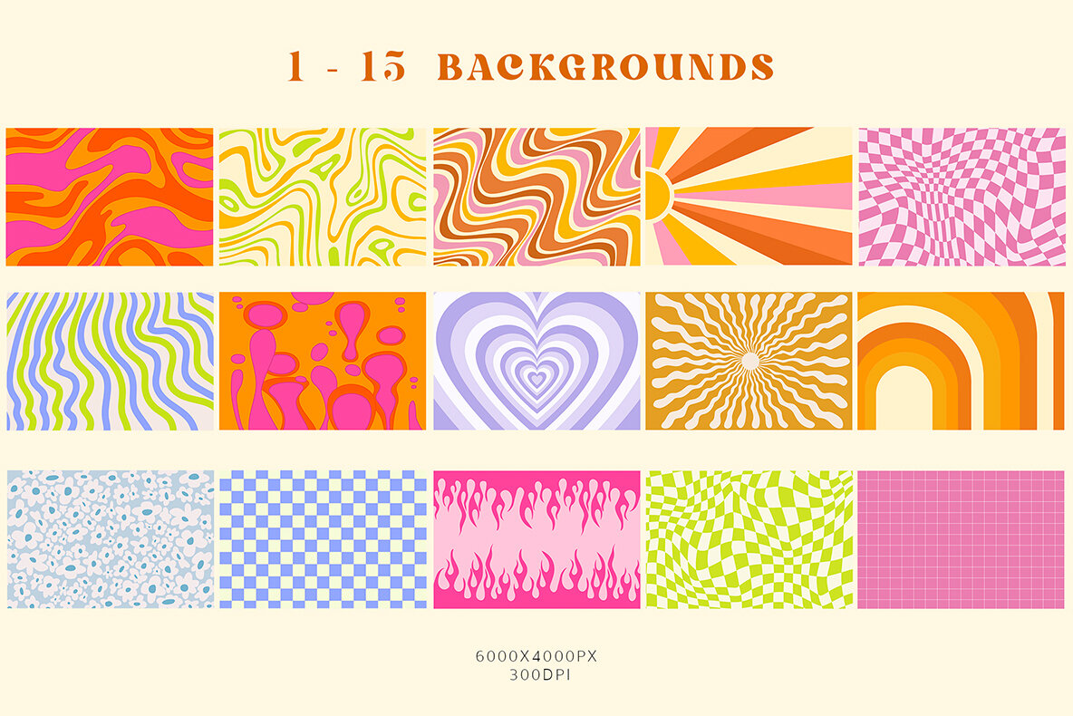 Retro Groovy Hippie Patterns 4