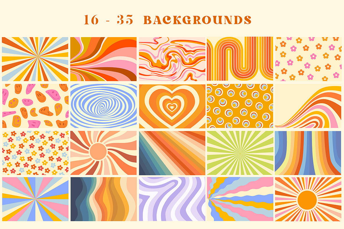 Retro Groovy Hippie Patterns 6