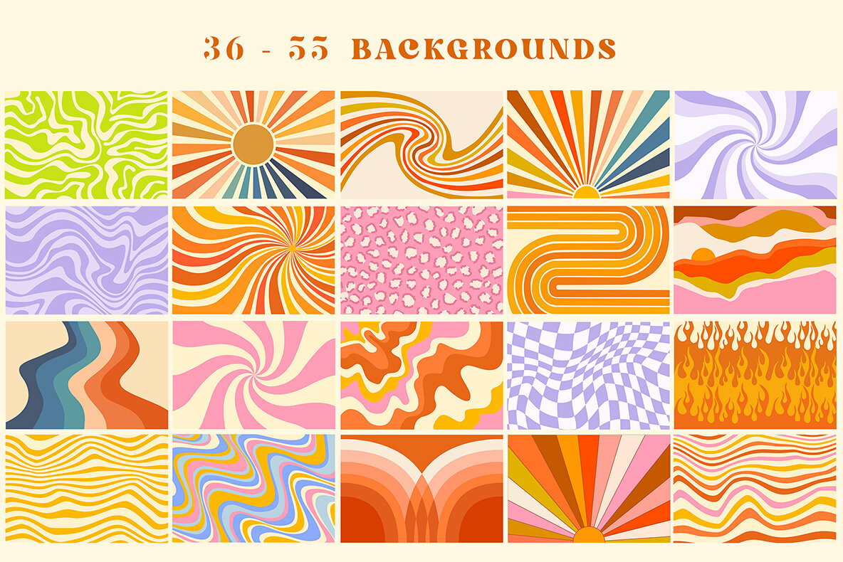 Retro Groovy Hippie Patterns 8