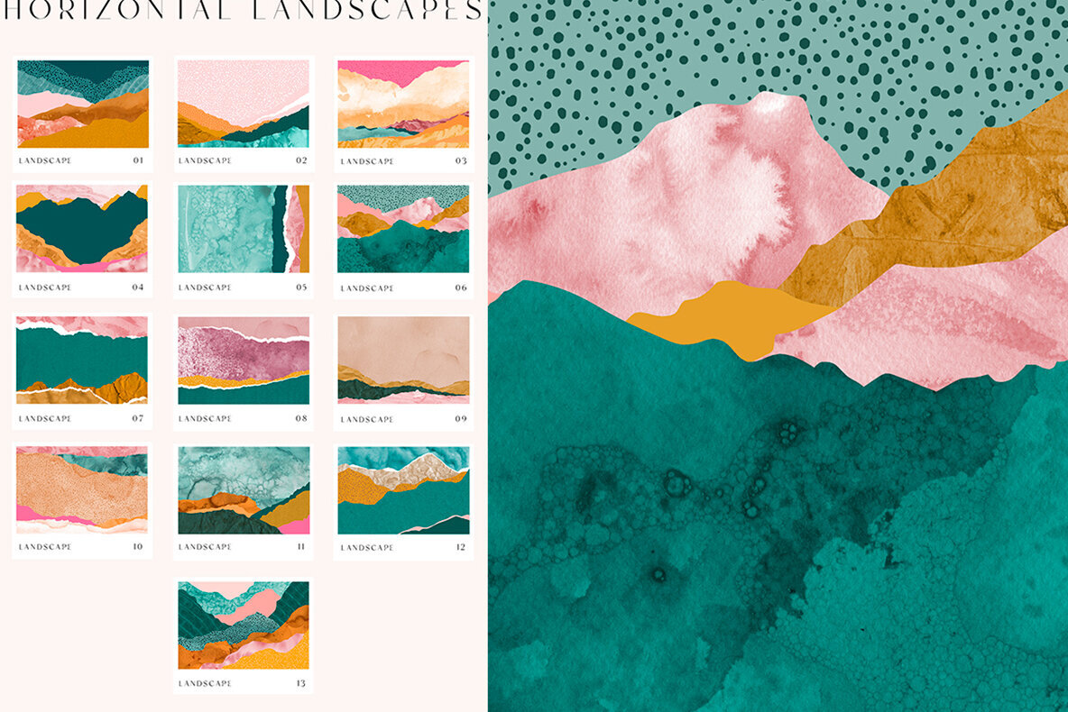 Abstract Landscape Collage Shapes 3