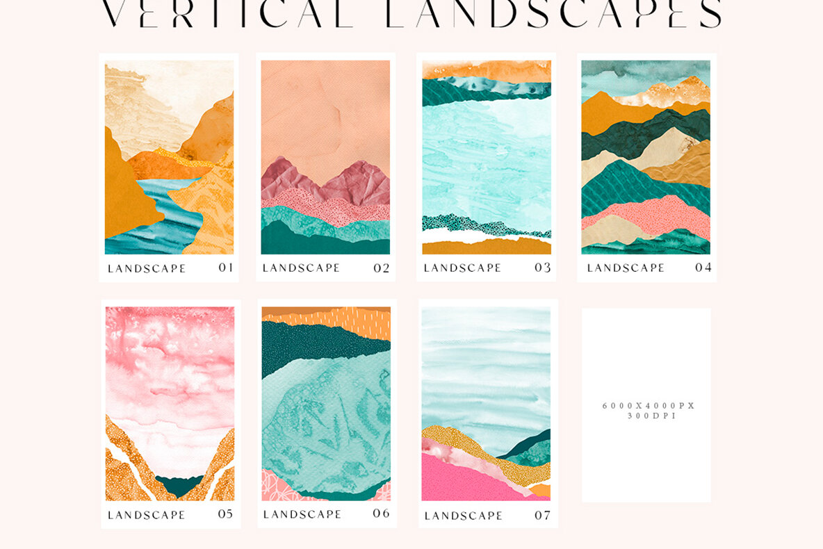 Abstract Landscape Collage Shapes 5