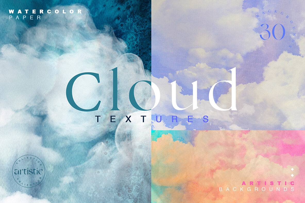 Cloudy Watercolor Abstract Textures 1