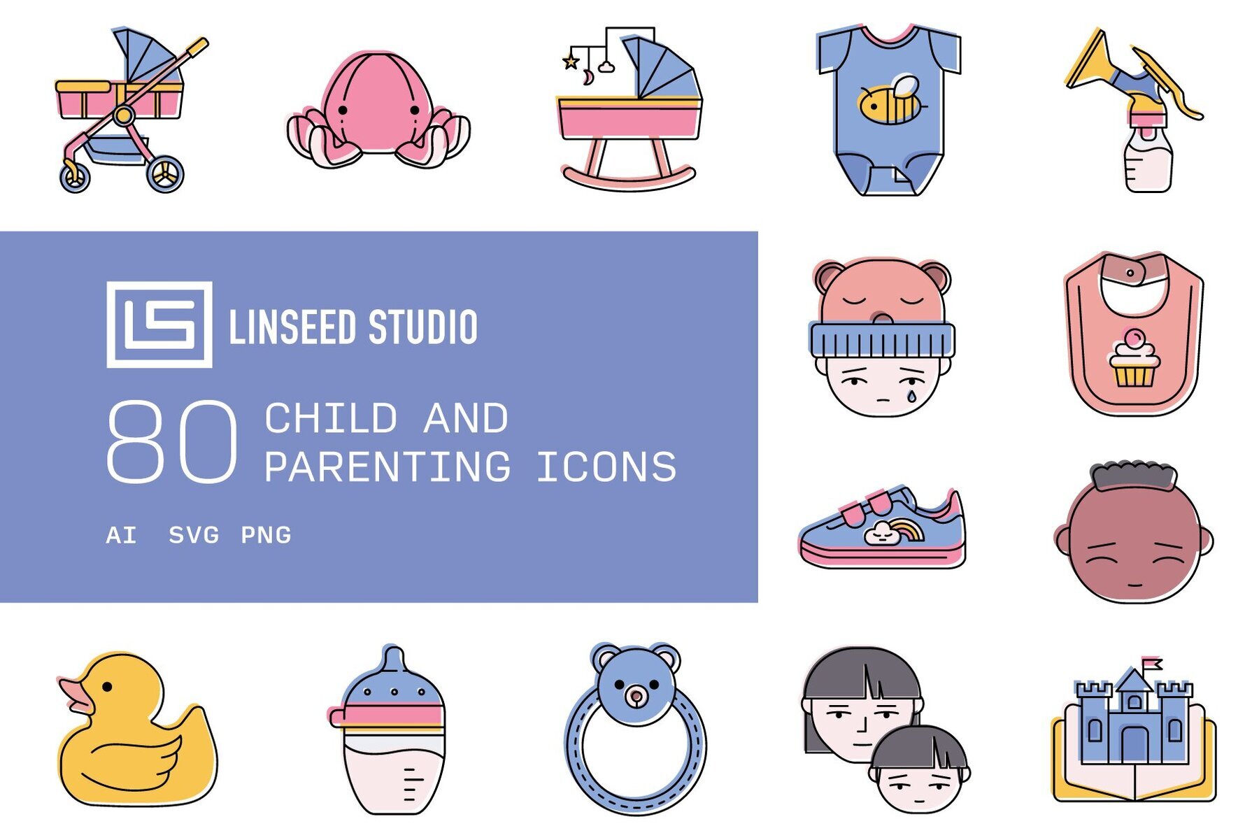 80 Child and Parenting Icons 1