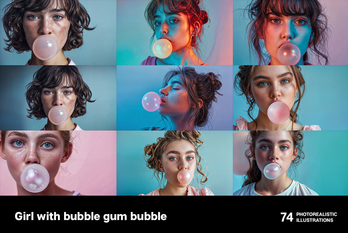 Girl with bubble gum 3