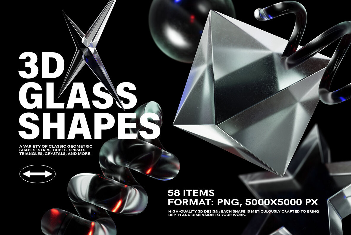58 3D Glass Shapes 1