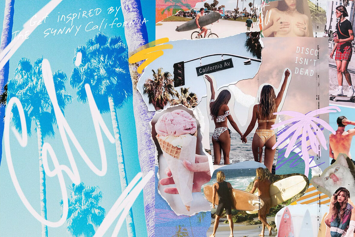 California Vibes Mixed Media Collage Set 2