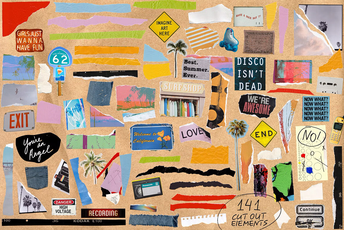 California Vibes Mixed Media Collage Set 7