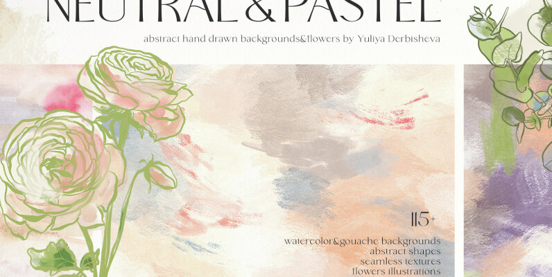 Neutral pastel background texture abstract flowers design