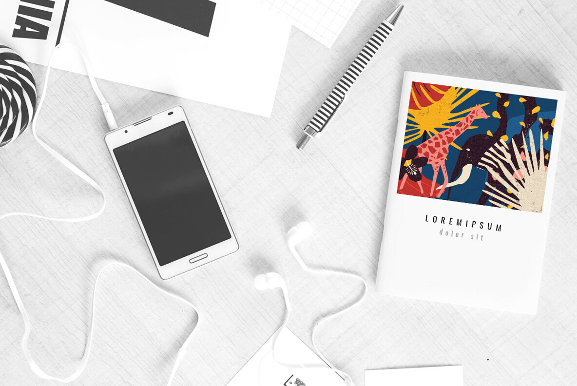 Tropical Animals and Plants Backgrounds in Risograph Style 3