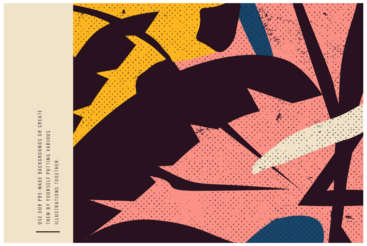 Tropical Animals and Plants Backgrounds in Risograph Style 4