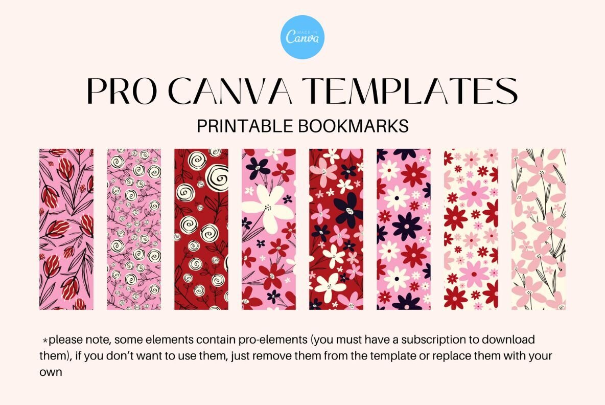 Floral Bookmarks Canva template 1