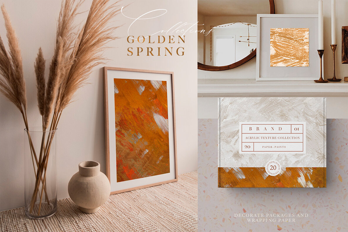 20 Golden Spring Acrylic Textures 8