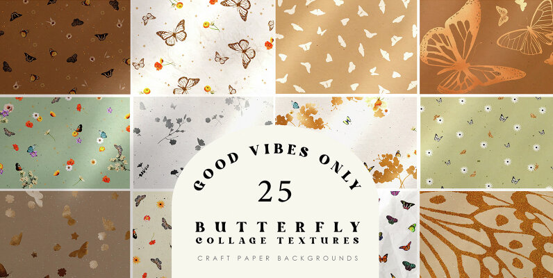 Butterfly Collage Paper Textures