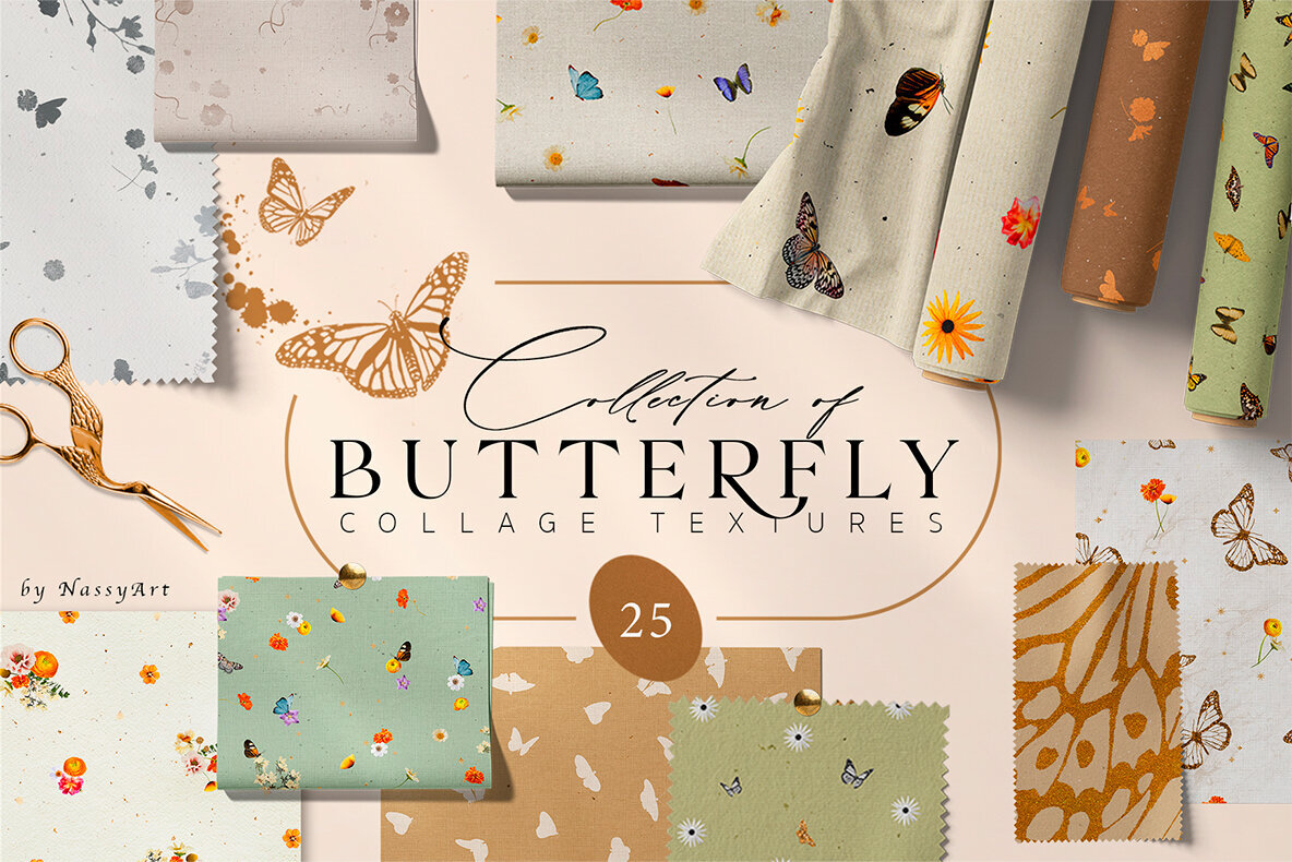 Butterfly Collage Paper Textures 1