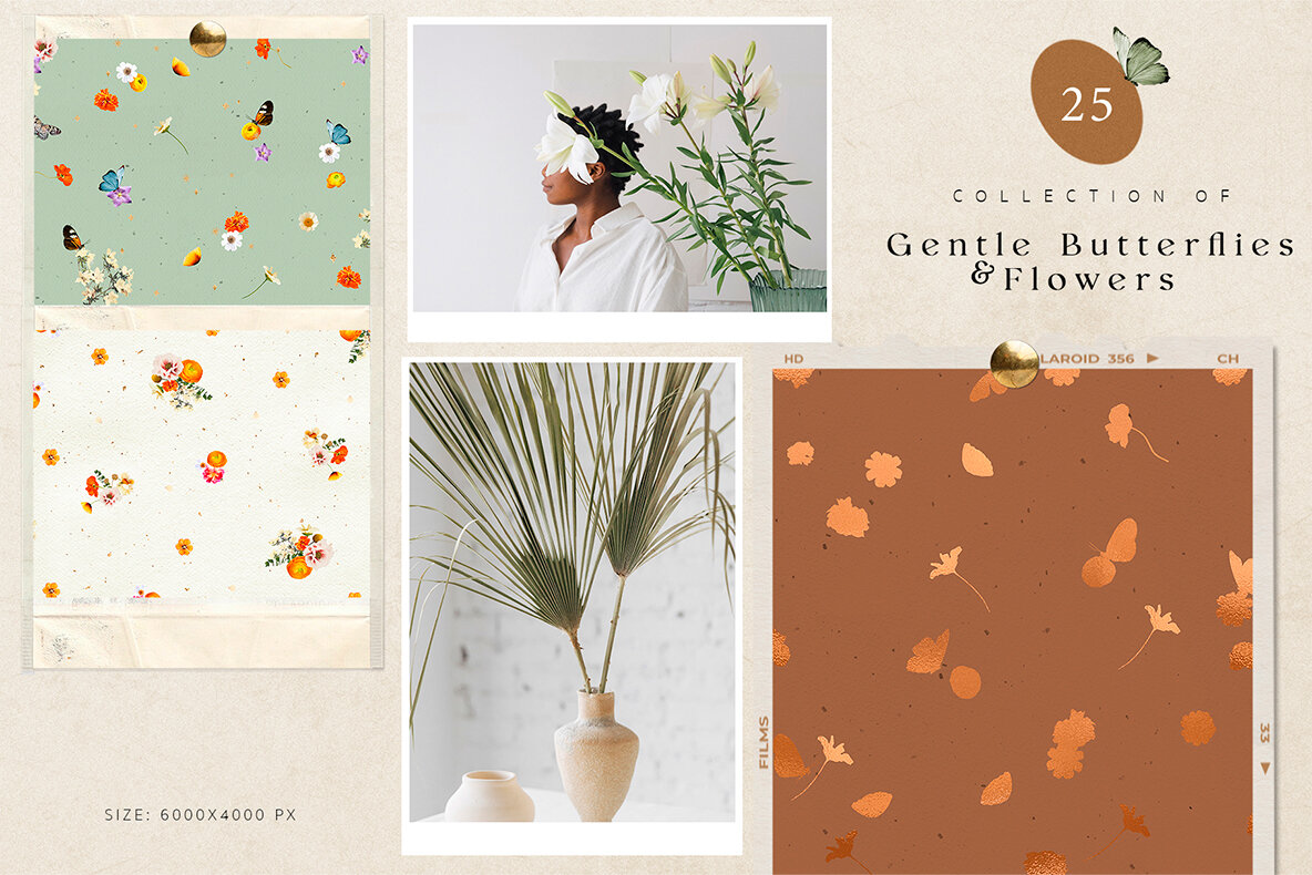 Butterfly Collage Paper Textures 4