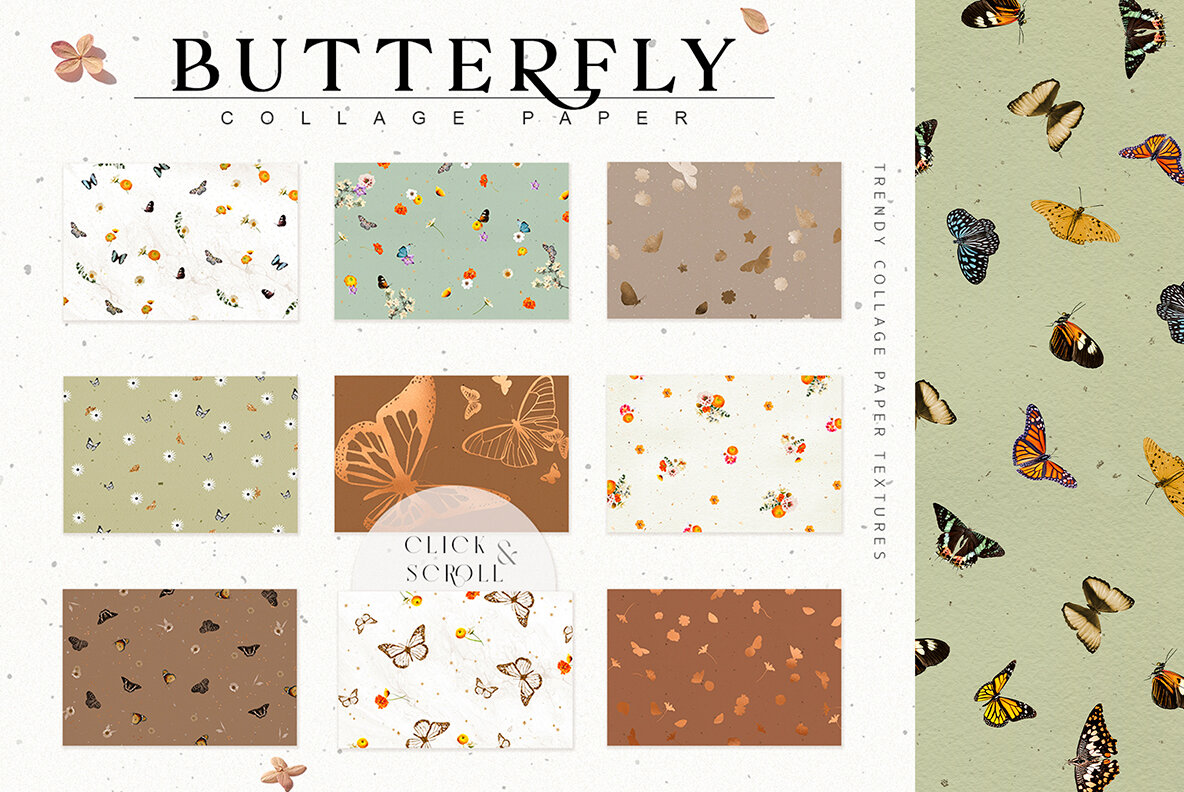 Butterfly Collage Paper Textures 5