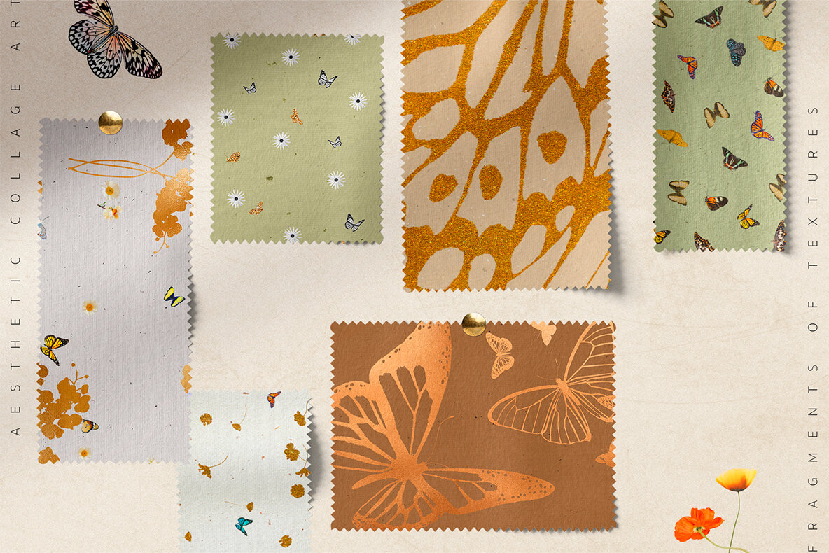 Butterfly Collage Paper Textures 6