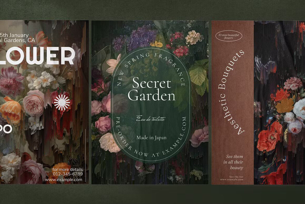 Glitch Floral Elegance Animated 3